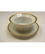 Vintage White Finger Bowl with Underplate Schwarzburg Germany Gold Rim 8-C - $39.59
