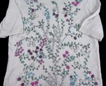 Talbots Women’s Cream Short Sleeve Knit Blouse Embroidered Beaded Flower... - $29.69