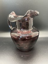 Vintage Small Amethyst Purple Blown Glass Dot Optic Pitcher  Amethyst Ha... - $28.05