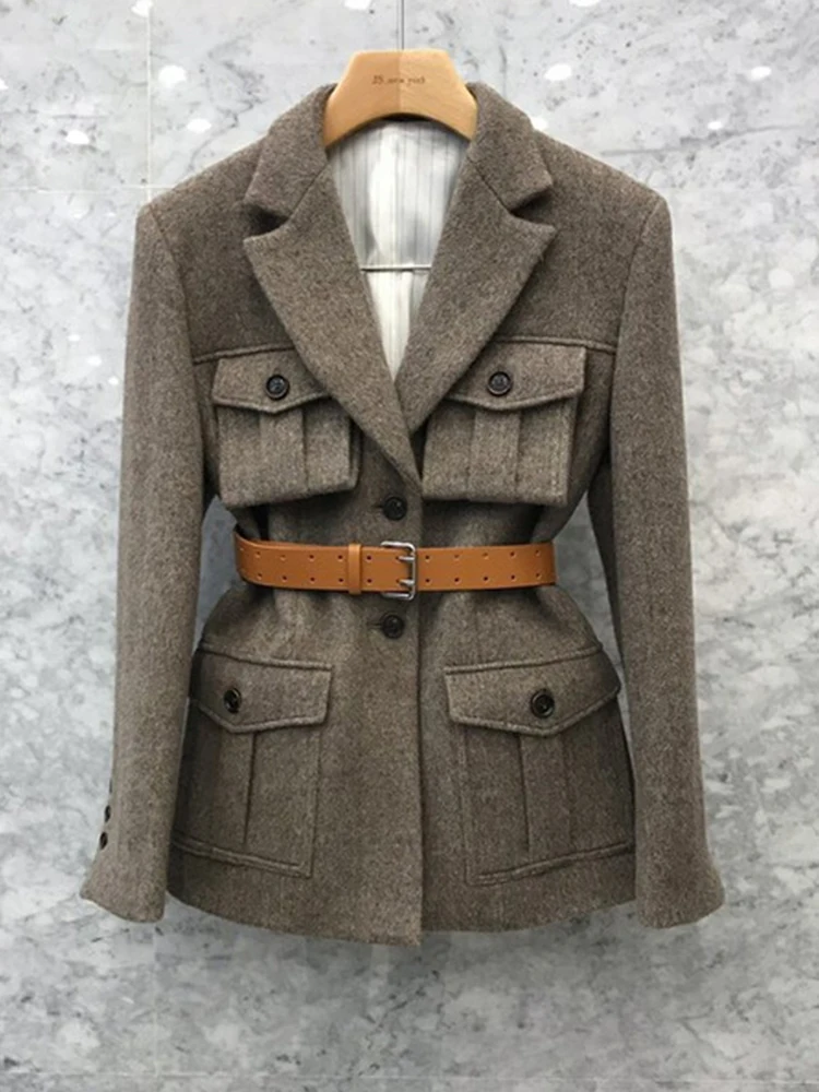 IEQJ  Spring Autumn  Korean Version Loose Slim Woolen Blazer Coat Women  Bleted  - £150.17 GBP