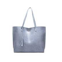 Dreubea Women&#39;s Soft Faux Leather Tote Bag | Large Capacity Tassel Bag |... - £39.07 GBP