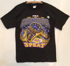 NOS Los Angeles Lakers 3-PEAT 2002 T-Shirt NBA Champions Large Vintage Tee ~868A - £76.16 GBP