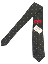 NEW $295 Isaia Pure Silk 7 Fold Tie!   Gray with Light Gray and Yellow Designs - £104.16 GBP