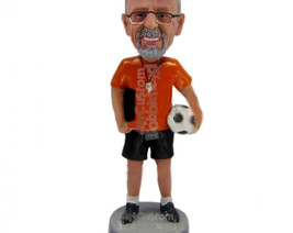 Custom Bobblehead Knowledgeable Soccer Coach Preparing The Team For Victory - Sp - £71.31 GBP