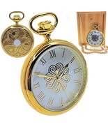 Pocket Watch 14K Gold Plated Men Big Heavy Brass Watch MOP Dial + MOP St... - $41.01 CAD