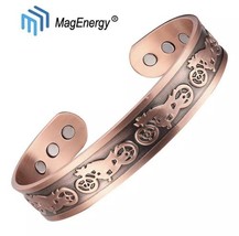 CHUNKY 100% COPPER BIKER MOTORCYCLE MAGNETIC BANGLE BRACELET SIZE-XL MEN... - $16.44