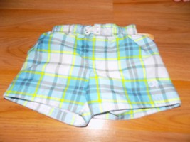 Size 6-9 Months OP Ocean Pacific Blue White Plaid Swim Trunks Board Shorts New - £9.57 GBP
