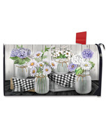 Checkered Mason Jars Spring Magnetic Mailbox Cover Daisies Floral Standard - £25.88 GBP
