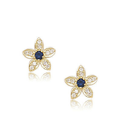Primary image for 14k YG Plated Over Silver 12 Month Birthstones Flower Stud Screw Back Earrings