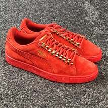 Puma Suede Sneakers Womens 7.5 Red Gold Chain and Logo 90s Y2K Hip Hop Shoes - £21.18 GBP