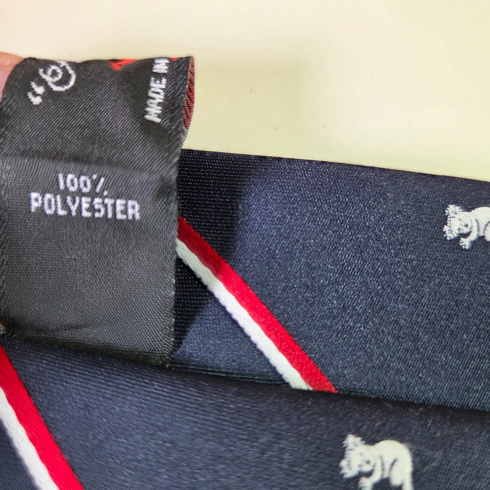 Austico Koala Novelty Stripe Tie Navy Red White Made in Australia 53" x 2.75" Item image 8