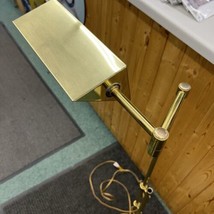 Vtg Brass Adjustable Floor Lamp Art Deco Mcm Hollywood Regency Bankers Pharmacy - £157.80 GBP