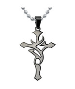 Steel Tribal Cross Pendant on Steel Ball Chain - $88.50 CAD