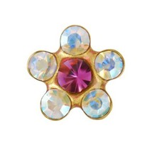 New Personal Ear Piercer Crystal Rose Daisy 24k Gold Plate 6mm - $11.99
