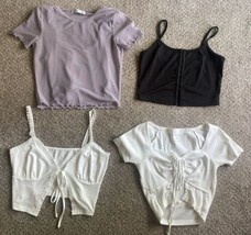 Lot of 4 Crop Tops Blouses Shirt Hollister Aeropostale Shein Size XS Small - £15.82 GBP