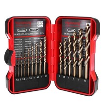 Hymnorq 15 Piece Metric M35 Cobalt Hss Drill Bit Kit With Straight Shank For - £25.43 GBP