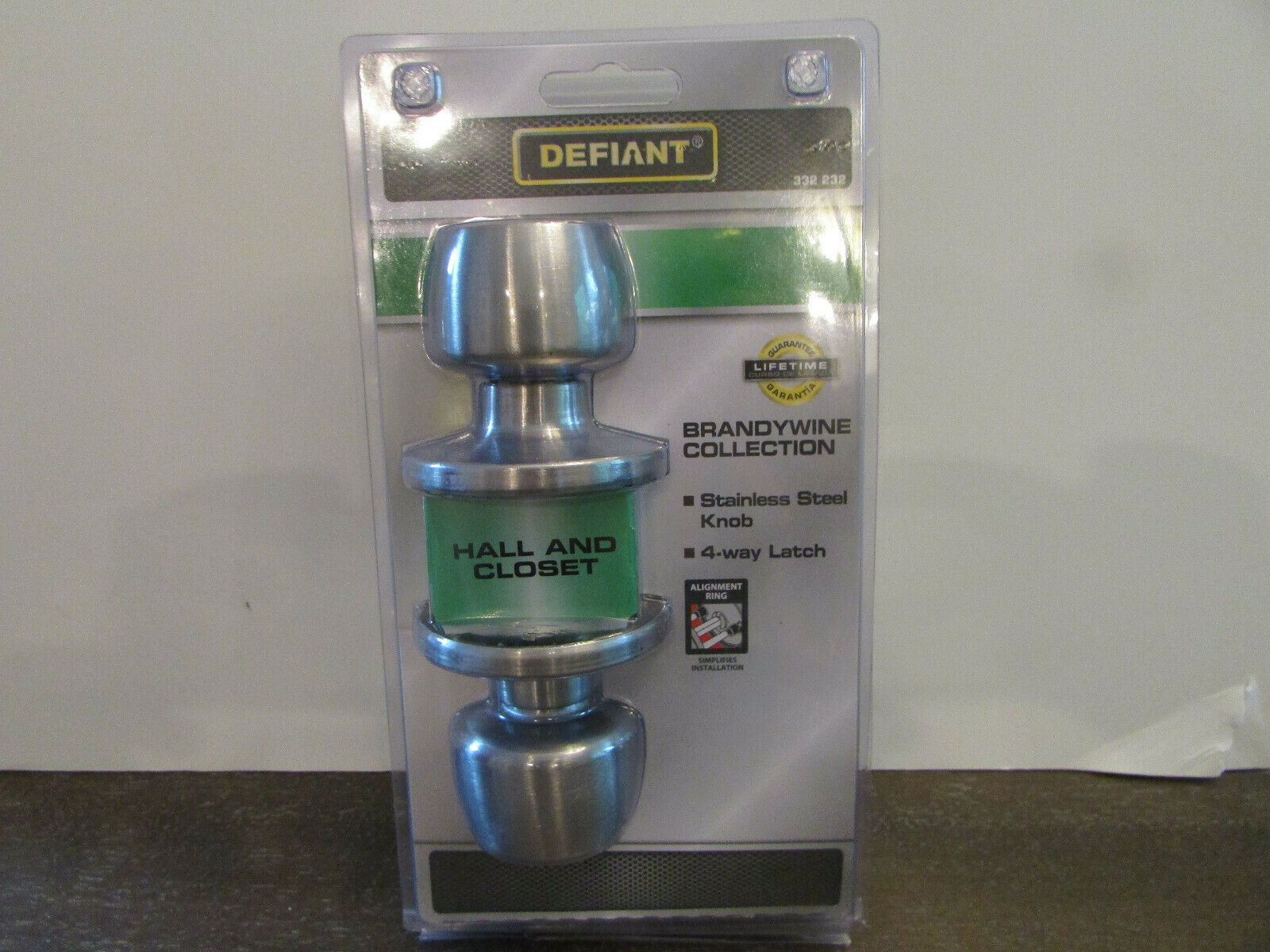 DEFIANT STAINLESS STEEL HALL CLOSET DOOR KNOB 4 WAY LATCH BRANDYWINE COL... - $8.86