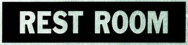 RESTROOM Sign Adhesive Door Sticker Silver BLACK REST BATH ROOM 2 x 8&quot; H... - $424.64 MXN