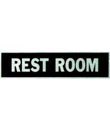 RESTROOM Sign Adhesive Door Sticker Silver BLACK REST BATH ROOM 2 x 8&quot; H... - $31.92 CAD
