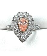 0.51CT Pera Laboratorio Crecido Elegante Vívido Diamante Rosa Anillo 14k... - $1,706.42