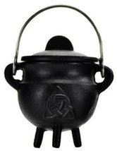 Triquetra Small Cast Iron Pot Belly Lidded Cauldron! - £17.31 GBP