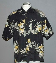 Tommy Bahama Gold Iris Grey Textured Silk S/S Camp Shirt Men&#39;s L / XL PRISTINE - £31.89 GBP
