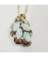 White Opal Cluster Womens Necklace 18k Gold over Sterling Silver New - £52.03 GBP