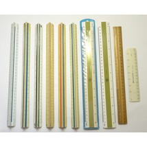 Lot of 10 Vintage Triangle Architect Drawing Scale Ruler Mixed Geotec Staedtler - £27.28 GBP