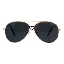 Girl&#39;s Pilot Sunglasses Kids Fashion Gold Metal Heart Bridge UV400 - £8.26 GBP