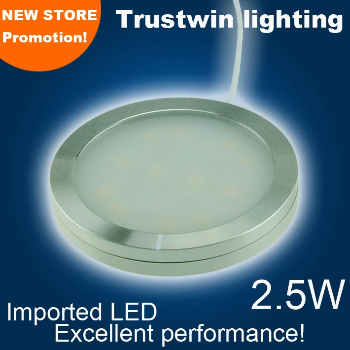 4 pieces 2W 2.5W LED puck light 3W 12V ultra thin round LED under cabinet light  - £143.51 GBP