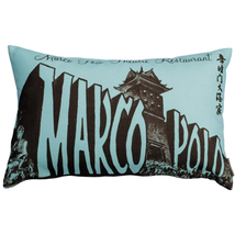 Marco Polo Theatre Restaurant 12x20 Blue Throw Pillow, Complete with Pillow Inse - £58.20 GBP