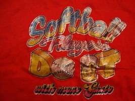 Vintage 70&#39;s Iron On &quot;Softball Players Do It With More Gusto&quot;  Red T Shi... - £16.03 GBP