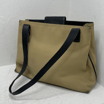 Vintage COACH Khaki Twill Nylon Purse Handbag F9K-7402 Black Leather Trim N1 - £31.16 GBP