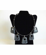 Natural snowflakes obsidian necklace         . - $628.11 MXN