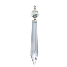 10pcs Crystal Clear Icicle Crystal U-Drop Faceted Prism 3 Inches w/ Octagon Bead - £12.41 GBP
