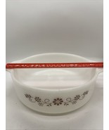 Vintage Dynaware PYR-O-REY Milk Glass White Casserole Dish Brown Daisy 10” - $35.79