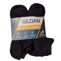 Gildan Men&#39;s Stretch Cotton No Show Socks Shoe Size 6-12 12 pairs - £13.56 GBP