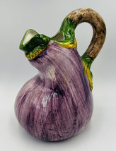 Vtg Bassano Pottery Italian Majolica Ceramic Eggplant Pitcher Hand Painted - £27.01 GBP