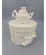 Vintage Mud Pie White Victorian Rose Teapot Ornament c1998 with box - £18.88 GBP