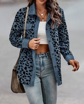 Jackets and coats full sleeve leopard color print pockets single button corduroy winter thumb200