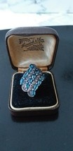 Antique Vintage 1930-s Large Sterling Silver Aquamarine Ring  UK size M, US 6.25 - £115.99 GBP