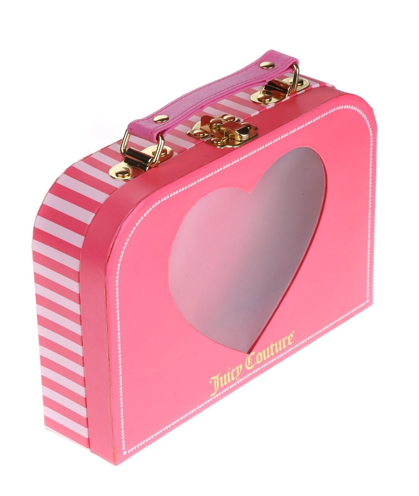 Juicy Couture Pink Stripe Heart Window Doll Clothes Handle Girls  Box Purse Case - $7.91