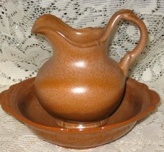 Pitcher w/ Under Bowl-Frankoma -Plainsman Small-Brown Satin-1963 - £16.41 GBP