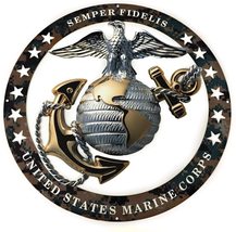 USMC Officer Round Large Wall Emblem Camouflage 19&quot;x19&quot; Marine Corps Semper FI - £59.92 GBP