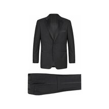 Men Renoir Tuxedo Two Button Notch Formal Satin Lapel Classic Fit 201-1 Black image 2