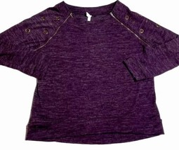 NY Collection XL 1X Long Sleeve Purple Top Breast Feeding Nursing Zippers - $14.69