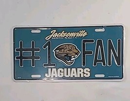 Jacksonville Jaguars &quot;#1 FAN&quot;  Metal License Plate Retired Logo NFL  - £7.56 GBP