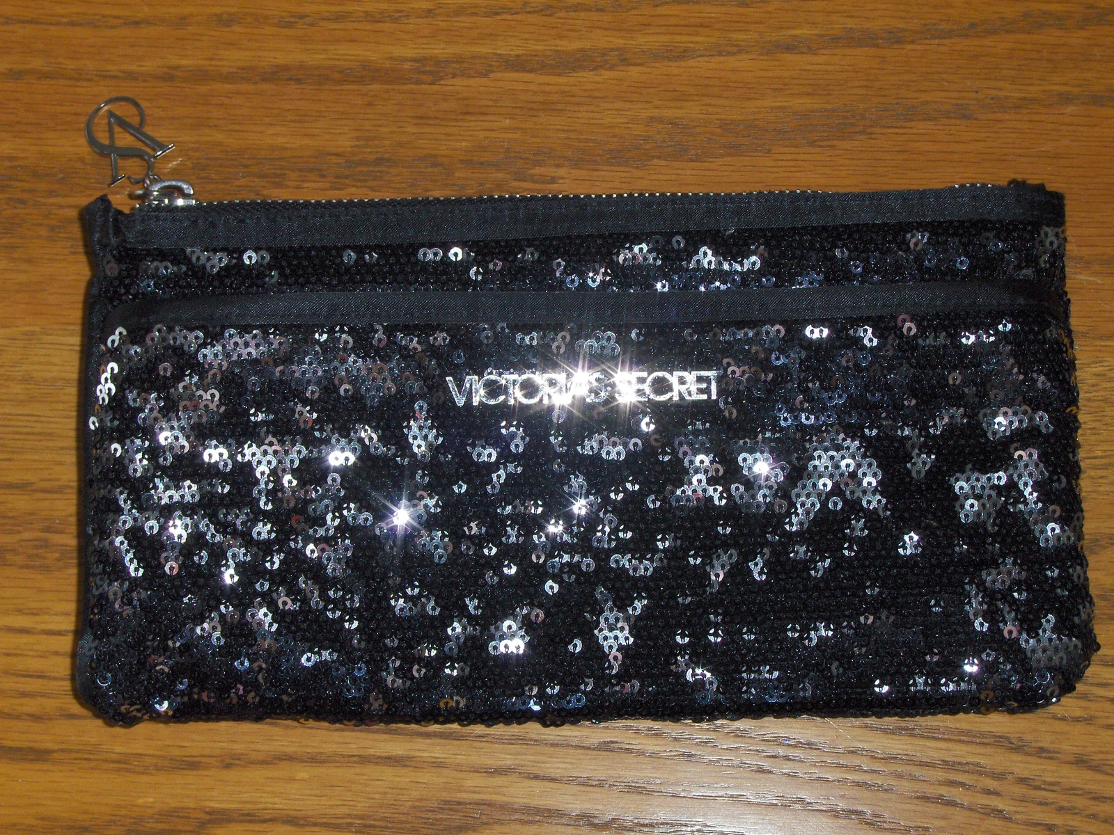 Victoria's Secret Black Sequin Bling Reversible Clutch Purse 2012 Makeup Bag  - $25.00