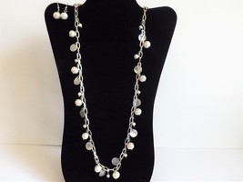 Handmade necklace and earrings set - genuine freshwater pearls, mother of pearl  - £36.62 GBP