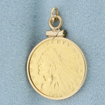 1915 Indian Head Gold Coin Charm or Pendant in 14k Yellow Gold Bezel - £465.03 GBP